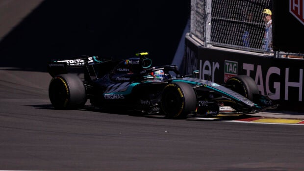 El piloto italiano Kimi Antonelli de Mercedes compite este domingo durante el Gran Premio de España de Fórmula Uno en el nuevo circuito de Madring en Madrid.