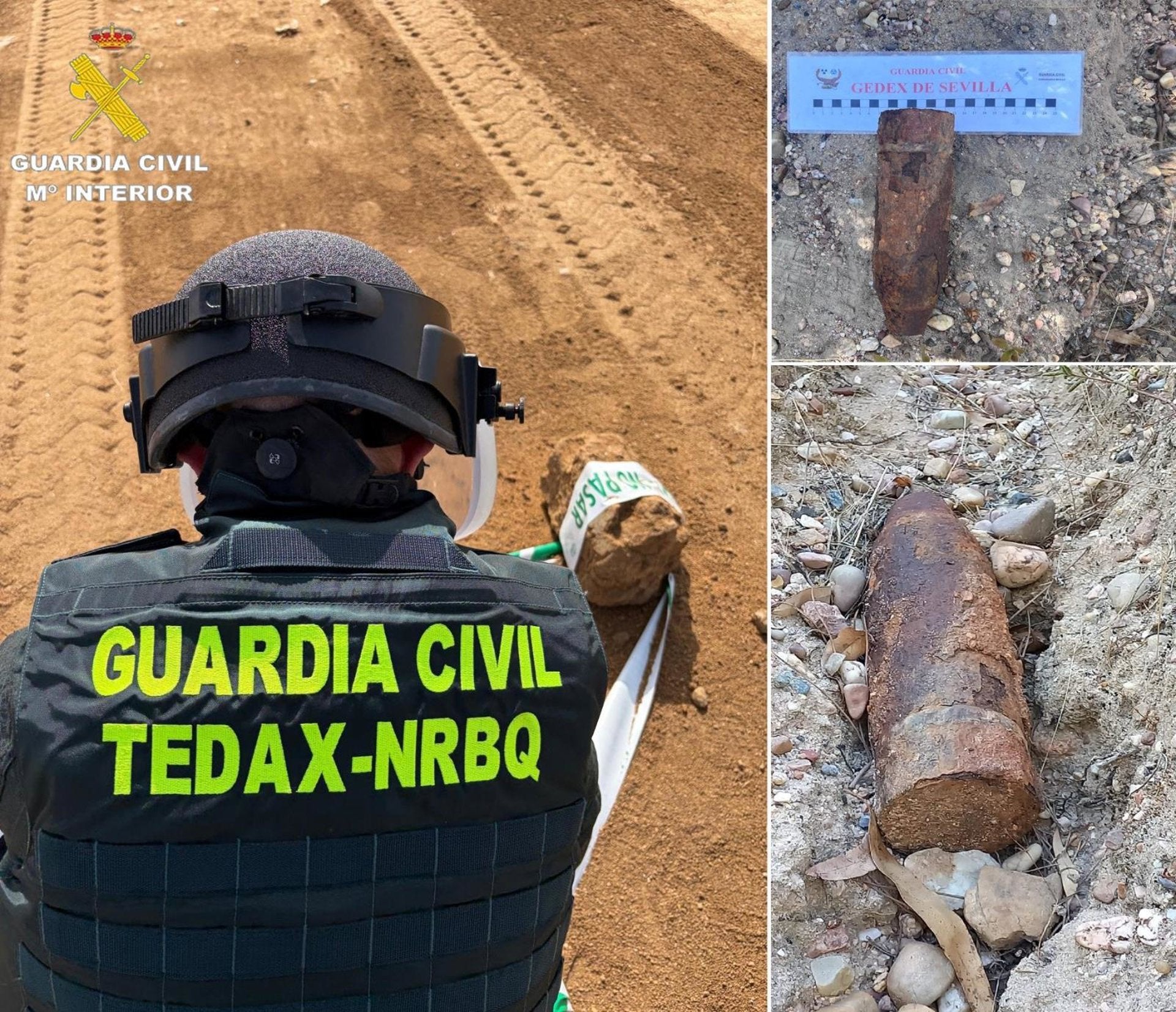 La Guardia Civil intercepta y detona un proyectil de la Guerra Civil en La Puebla del Río La Guardia Civil intercepta y detona un proyectil de la Guerra Civil en La Puebla del Río