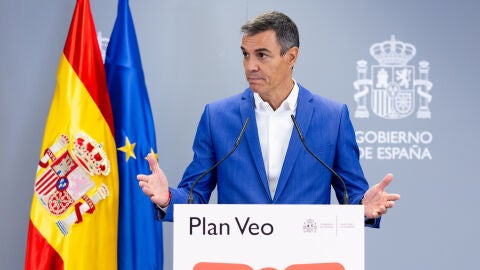 Pedro Sánchez, durante la presentación del 'Plan Veo' Pedro Sánchez, durante la presentación del 'Plan Veo'