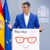 Pedro Sánchez, durante la presentación del 'Plan Veo'
