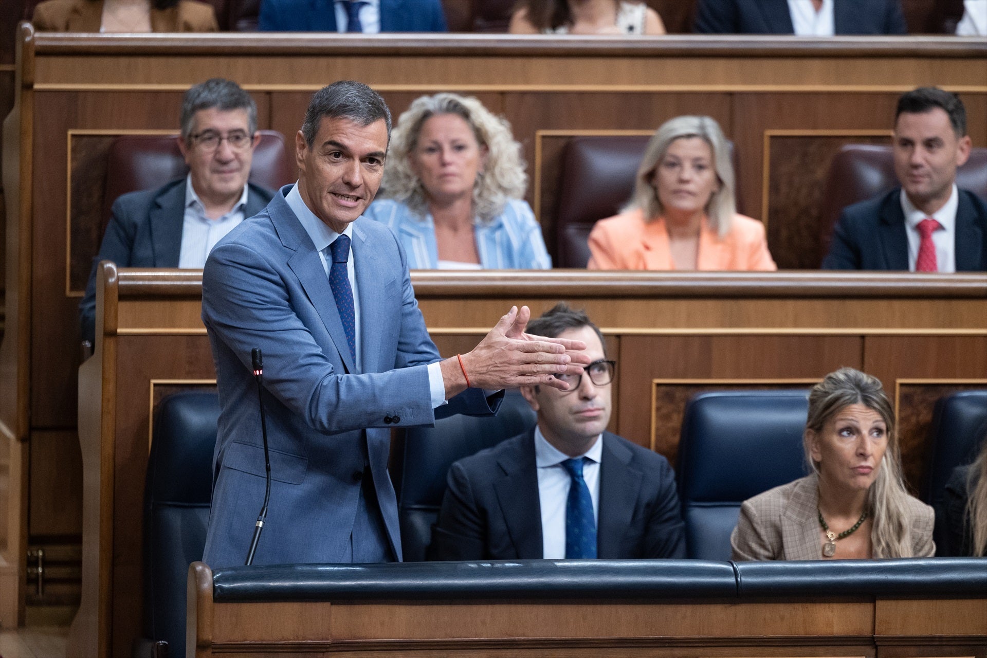 El presidente del Gobierno, Pedro Sánchez, interviene durante una sesión de control al Gobierno, en el Congreso de los Diputados. El presidente del Gobierno, Pedro Sánchez, interviene durante una sesión de control al Gobierno, en el Congreso de los Diputados.