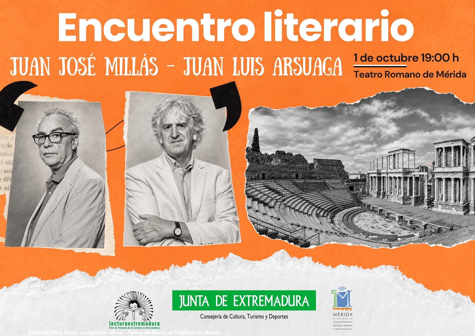 Juan José Millás y Juan Luis Arsuaga hablarán sobre los interrogantes de la evolución humana en un encuentro en Mérida el 1 de octubre Juan José Millás y Juan Luis Arsuaga hablarán sobre los interrogantes de la evolución humana en un encuentro en Mérida el 1 de octubre