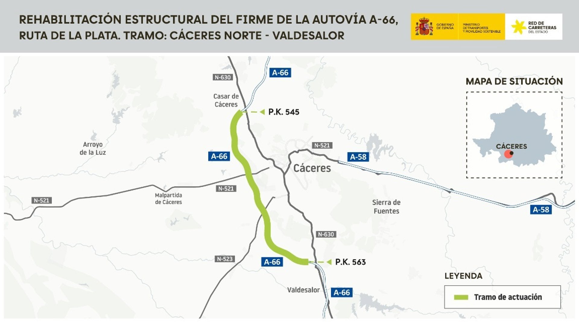 Licitada por 11,3 millones la rehabilitación del firme en 18 kilómetros de la A-66 entre Cáceres Norte y Valdesalor Licitada por 11,3 millones la rehabilitación del firme en 18 kilómetros de la A-66 entre Cáceres Norte y Valdesalor