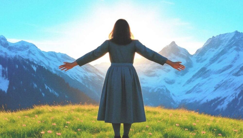 La institutriu Fräulein Maria als prats on canta tot sovint (i part del cartell del musical)