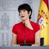 La ministra de Inclusión; Seguridad Social y Migraciones y portavoz del Gobierno, Elma Saiz, durante la rueda de prensa posterior al Consejo de Ministros, a 22 de septiembre de 2026