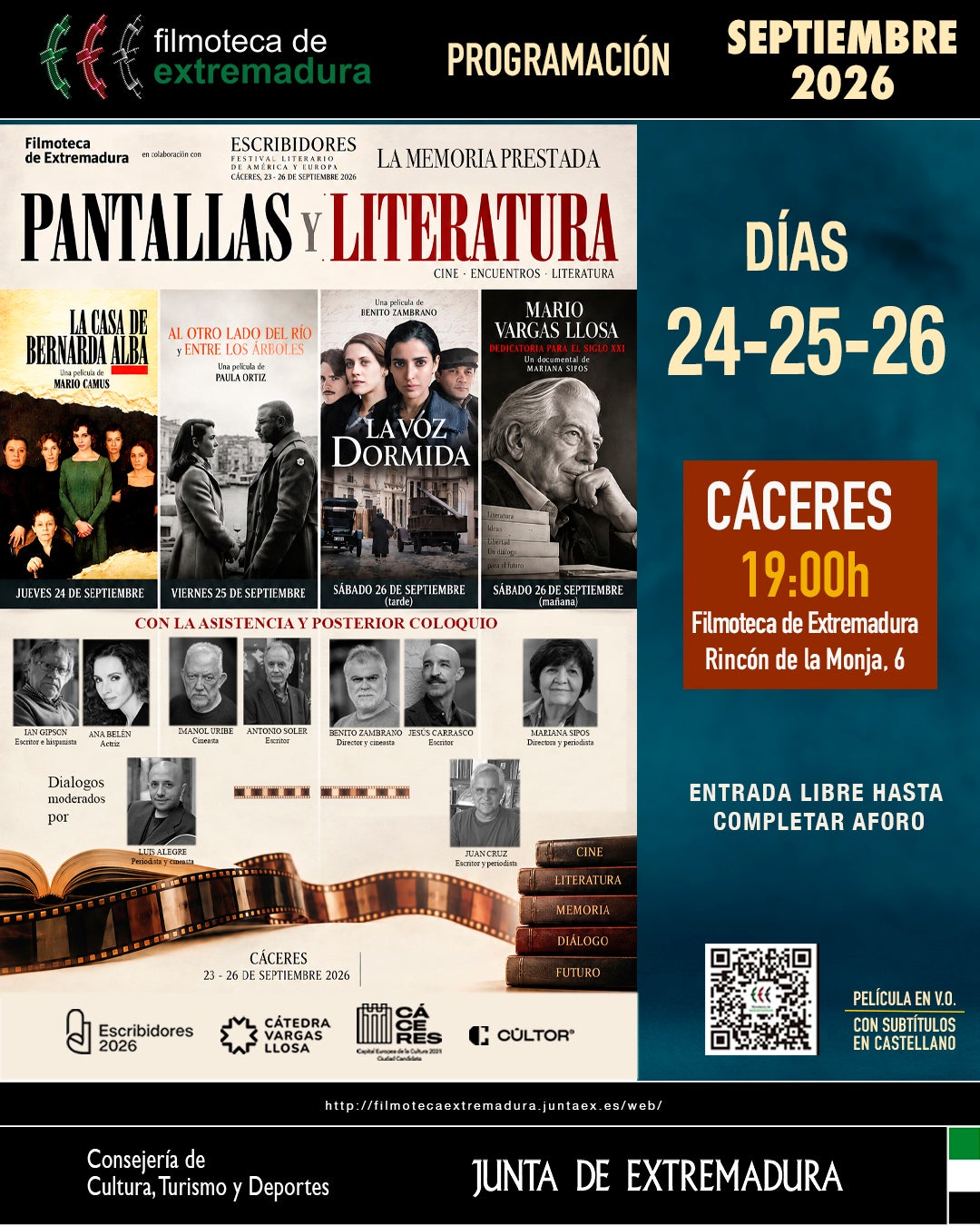 La Filmoteca de Extremadura y 'Escribidores' reúnen en Cáceres a destacadas figuras del cine y la literatura La Filmoteca de Extremadura y 'Escribidores' reúnen en Cáceres a destacadas figuras del cine y la literatura