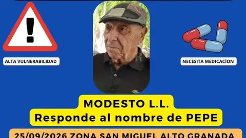 Continúa la búsqueda de Modesto, un hombre de 92 años desaparecido desde el viernes en el entorno de San Miguel Alto Continúa la búsqueda de Modesto, un hombre de 92 años desaparecido desde el viernes en el entorno de San Miguel Alto