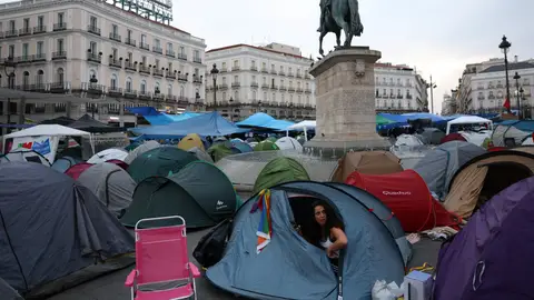 Imagen de la acampada en Sol en protesta por la crisis de la vivienda. Imagen de la acampada en Sol en protesta por la crisis de la vivienda.