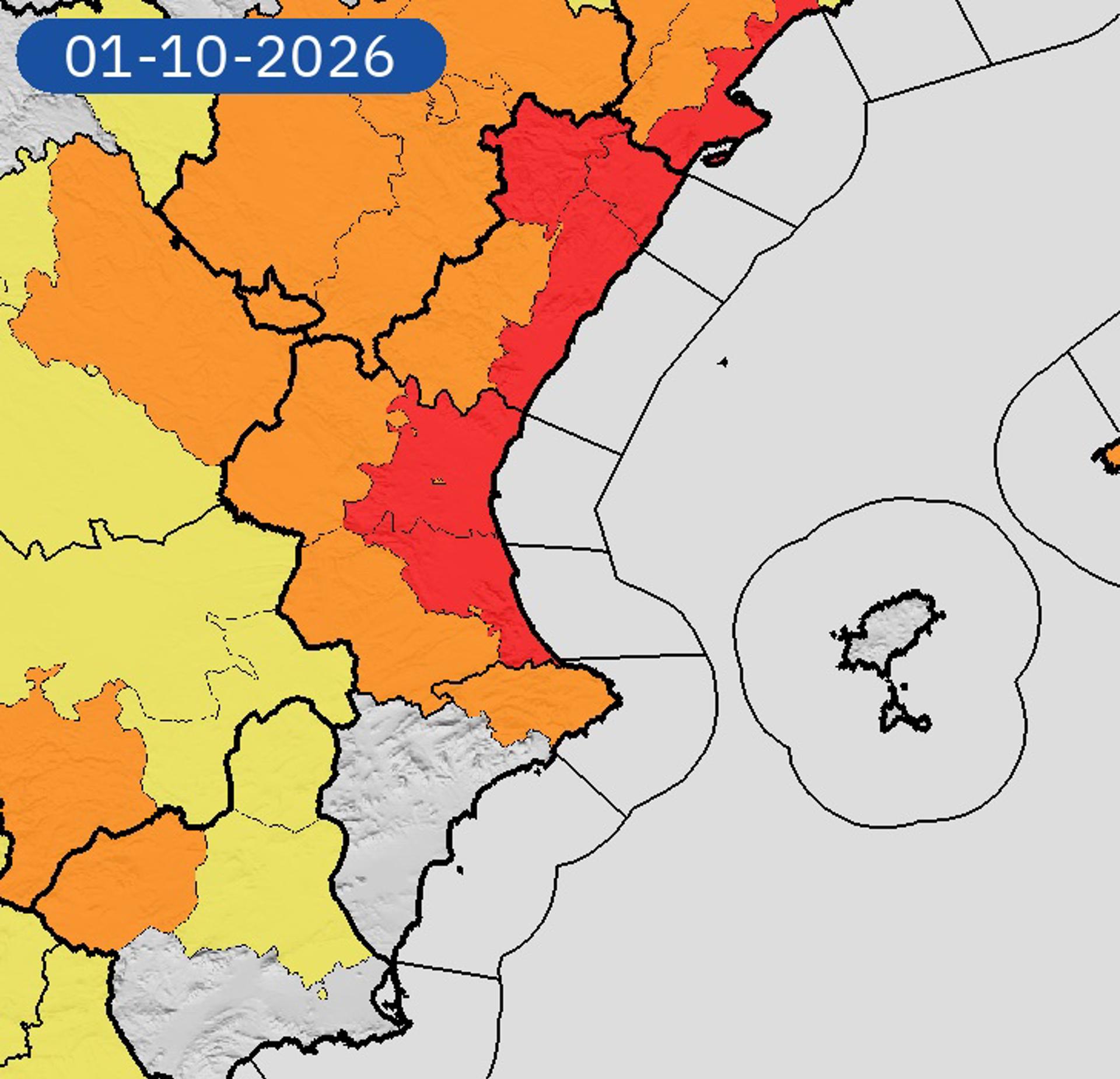 AEMET eleva a rojo a partir de las seis de la tarde la alerta por lluvias en el litoral y en el interior norte de Castellón y en el litoral de Valencia AEMET eleva a rojo a partir de las seis de la tarde la alerta por lluvias en el litoral y en el interior norte de Castellón y en el litoral de Valencia