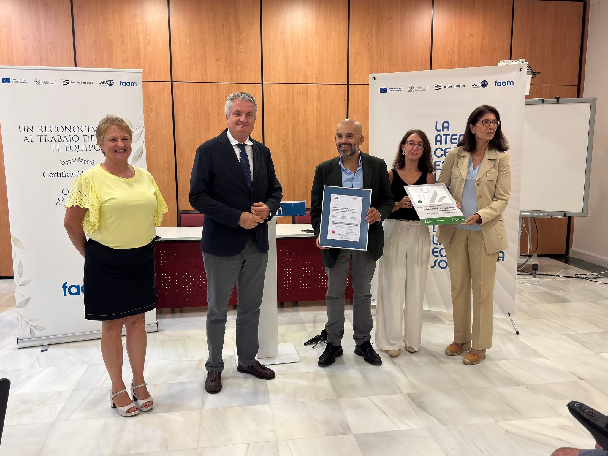 FAAM recibe el certificado de calidad de la ACSA por su atención a personas con discapacidad FAAM recibe el certificado de calidad de la ACSA por su atención a personas con discapacidad