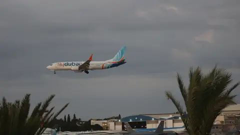 El avión de Flydubai llegando a Israel El avión de Flydubai llegando a Israel