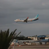 El avión de Flydubai llegando a Israel El avión de Flydubai llegando a Israel