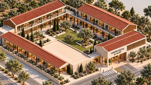 Imagen simulada del centro social que va a proyectar el Ayuntamiento de Elche en la pedanía de El Altet. Imagen simulada del centro social que va a proyectar el Ayuntamiento de Elche en la pedanía de El Altet.