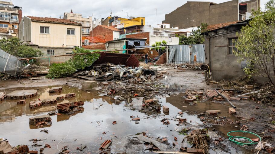 Efecte de l'aiguat d'aquesta matinada a Canovelles
