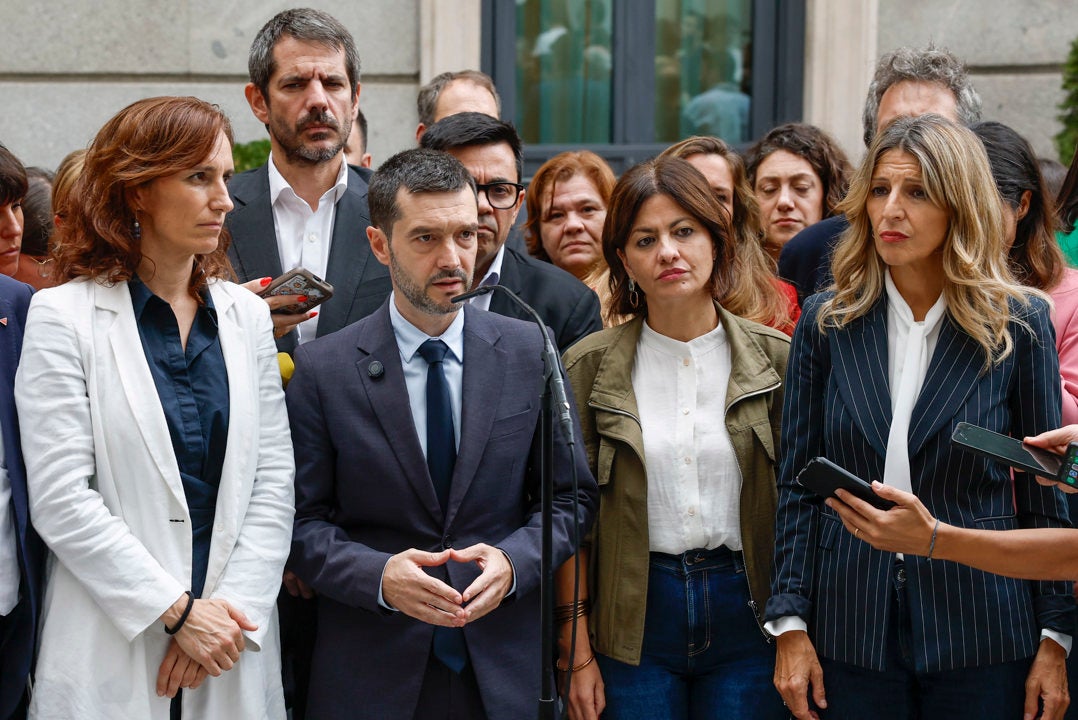 Pablo Bustinduy, Mónica García, Sira Rego, Ernest Urtasun y Yolanda Díaz Pablo Bustinduy, Mónica García, Sira Rego, Ernest Urtasun y Yolanda Díaz