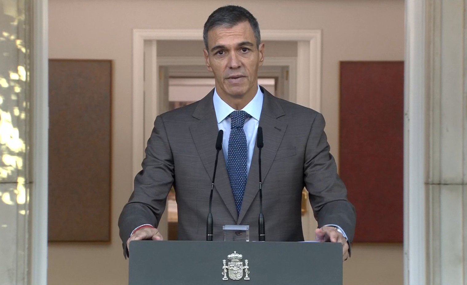 Pedro Sánchez, durante la comparecencia en la que ha anunciado las elecciones del 29 de noviembre Pedro Sánchez, durante la comparecencia en la que ha anunciado las elecciones del 29 de noviembre