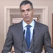 El presidente Sánchez en la comparecencia donde ha anunciado la convocatoria electoral El presidente Sánchez en la comparecencia donde ha anunciado la convocatoria electoral