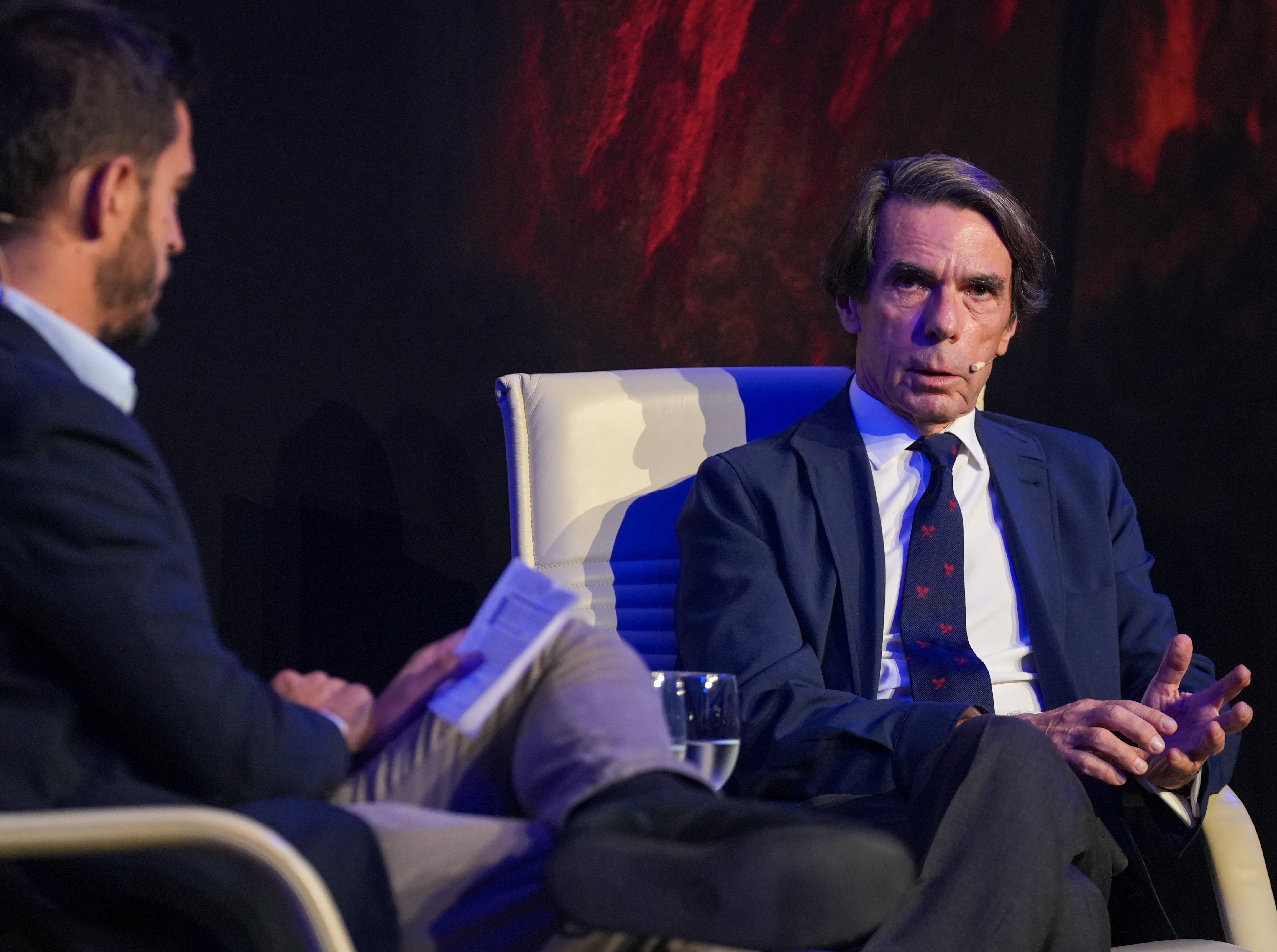 José María Aznar, durante las jornadas en Sevilla '1936: la guerra que perdimos todos'. José María Aznar, durante las jornadas en Sevilla '1936: la guerra que perdimos todos'.