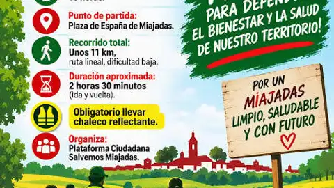 La Plataforma Salvemos Miajadas celebrará el 18 de octubre una marcha hasta los terrenos de la planta de biometano La Plataforma Salvemos Miajadas celebrará el 18 de octubre una marcha hasta los terrenos de la planta de biometano