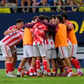 Celebración del gol del Sporting