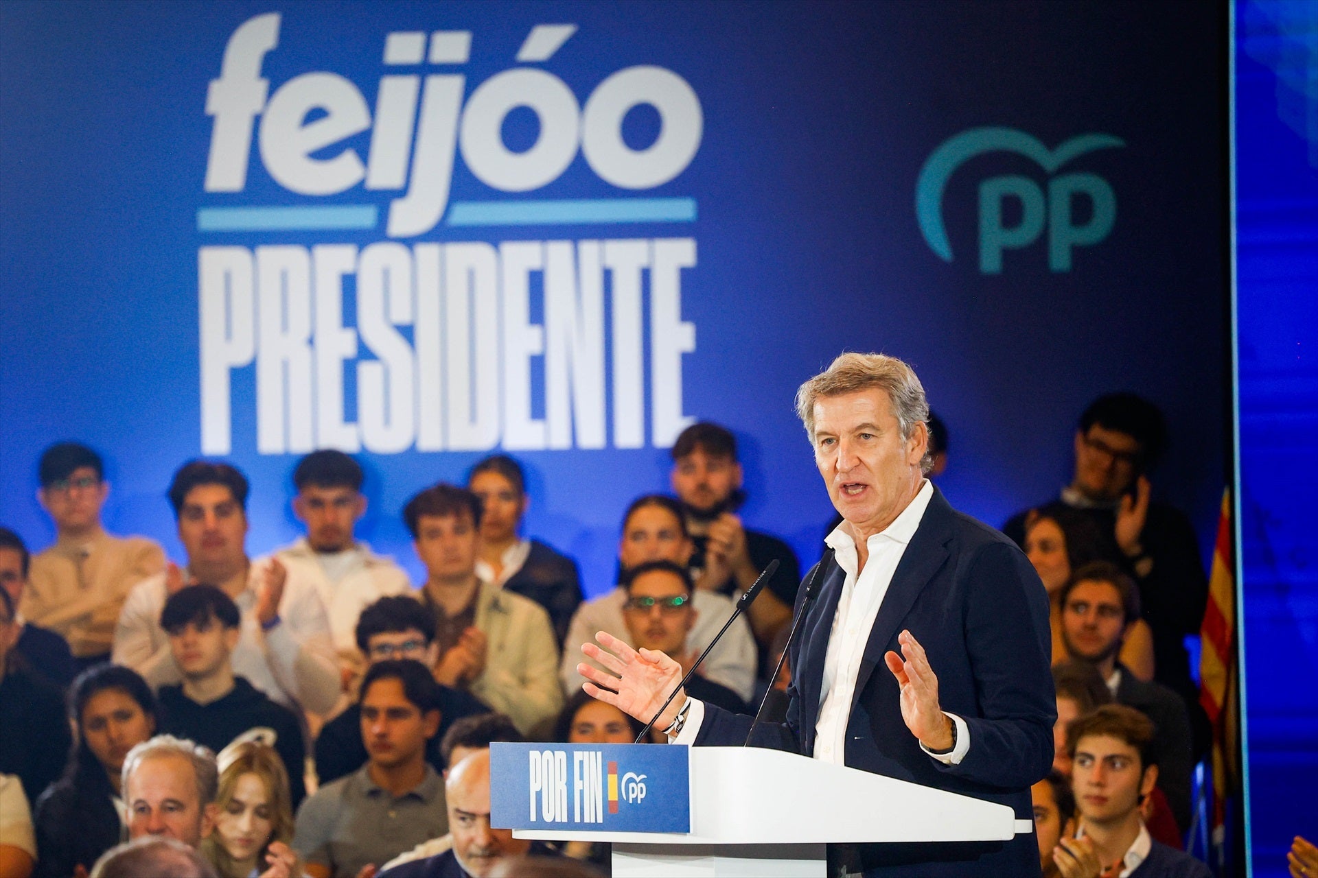 El líder del PP, Alberto Núñez Feijóo, participa en un acto de precampaña en Barcelona El líder del PP, Alberto Núñez Feijóo, participa en un acto de precampaña en Barcelona