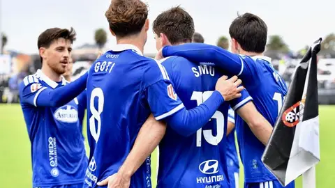 Los jugadores del Oviedo celebran uno de los goles al Ceuta Los jugadores del Oviedo celebran uno de los goles al Ceuta