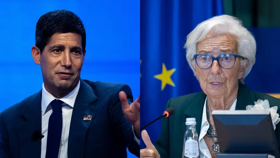Kevin Warsh, presidente de la Reserva Federal de EEUU y Christine Lagarde, presidenta del BCE Kevin Warsh, presidente de la Reserva Federal de EEUU y Christine Lagarde, presidenta del BCE