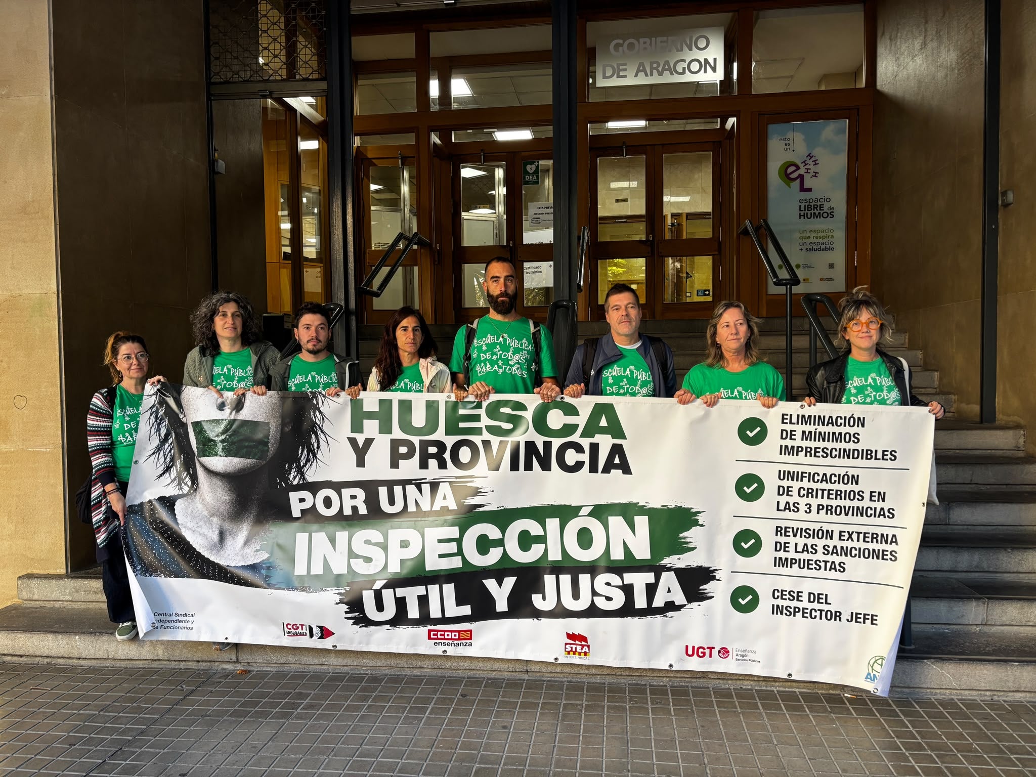 Los sindicatos se concentrarán los martes hasta obtener respuesta al conflicto de la inspección educativa en Huesca Los sindicatos se concentrarán los martes hasta obtener respuesta al conflicto de la inspección educativa en Huesca