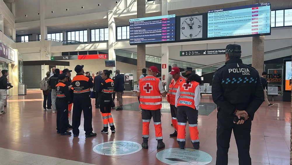 Agentes de Policía Nacional y de Protección Civil en la estación del AVE de Ciudad Real Agentes de Policía Nacional y de Protección Civil en la estación del AVE de Ciudad Real