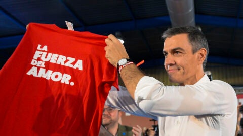 El presidente del Gobierno, Pedro S&aacute;nchez, en un acto de precampa&ntilde;a electoral en Gij&oacute;n.