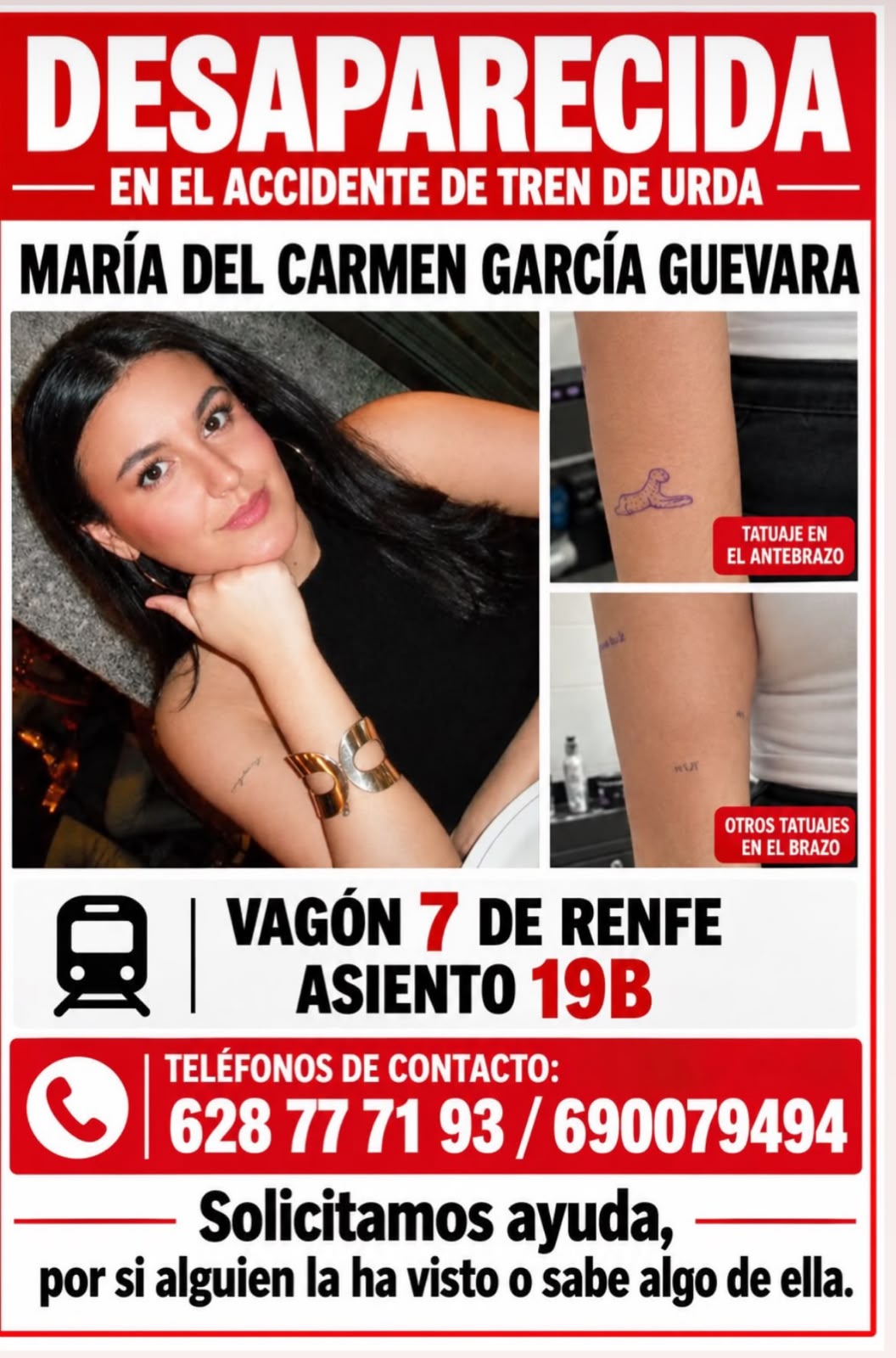 La joven mallorquina que viajaba en uno de los trenes sigue desaparecida La joven mallorquina que viajaba en uno de los trenes sigue desaparecida