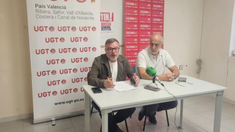 Eduard G&oacute;mez, de UGT, y Andr&eacute;s Bermejo, de CC.OO
