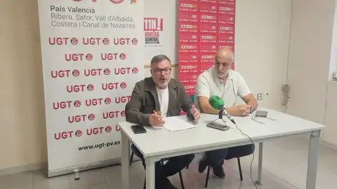 Eduard Gómez, de UGT, y Andrés Bermejo, de CC.OO Eduard Gómez, de UGT, y Andrés Bermejo, de CC.OO
